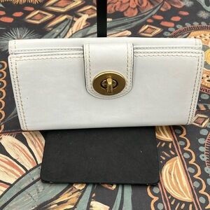 Coach Ivory Chalk Turn Lock Wallet